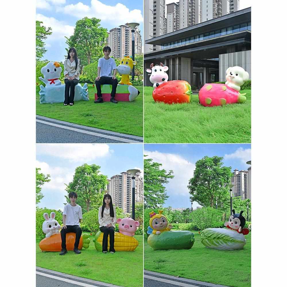 户外卡通动物座椅雕塑玻璃钢公园林幼儿园步行街坐凳商场装饰摆件