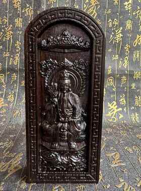 黑檀木令牌精雕太上老君令牌太上老君像道德天尊令道文化用品