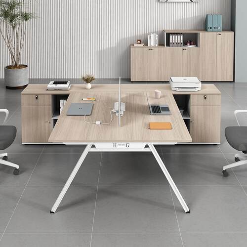 财务公员桌椅组合双人对办坐面对面职桌42人人带收纳柜433t型员工