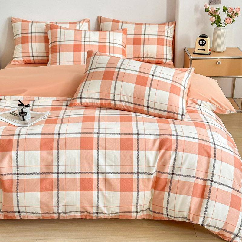 简约时尚床上四件套纯棉床被套100全棉印花被罩三件套床上用品4
