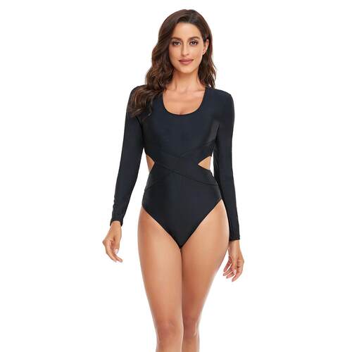 Women's one-piece swimsuit, surfing diving zipper long