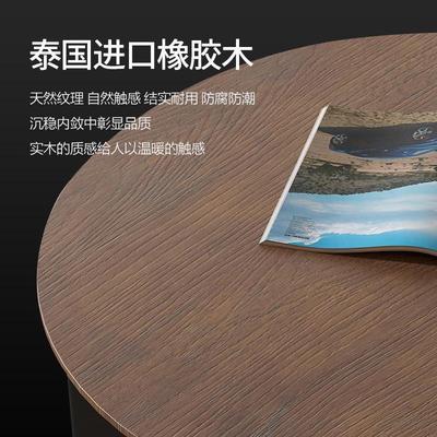 圆形简约实木茶几深胡桃色高级感客厅家用小户型意式轻奢极简边几
