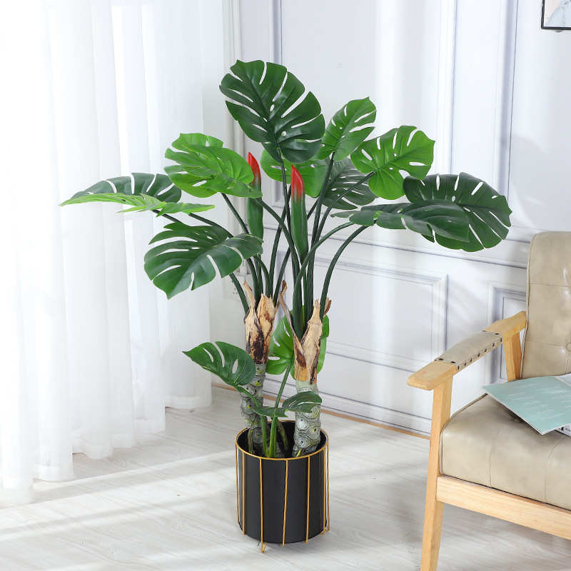 北欧风仿真植物龟背盆景客厅家用室内植物装饰大型绿植植被摆件品