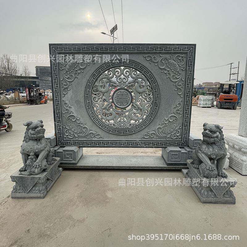 石雕浮雕壁画庭院透雕影壁墙石材照壁玄关迎门屏风影背壁挂石艺