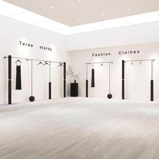 服装店展示架不锈钢黑色上墙女装店货架衣服陈列架挂衣架美观实用