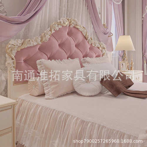 宫廷欧式婚床床木床玫瑰卧室双人花大别墅雕法式.18实大户型家具