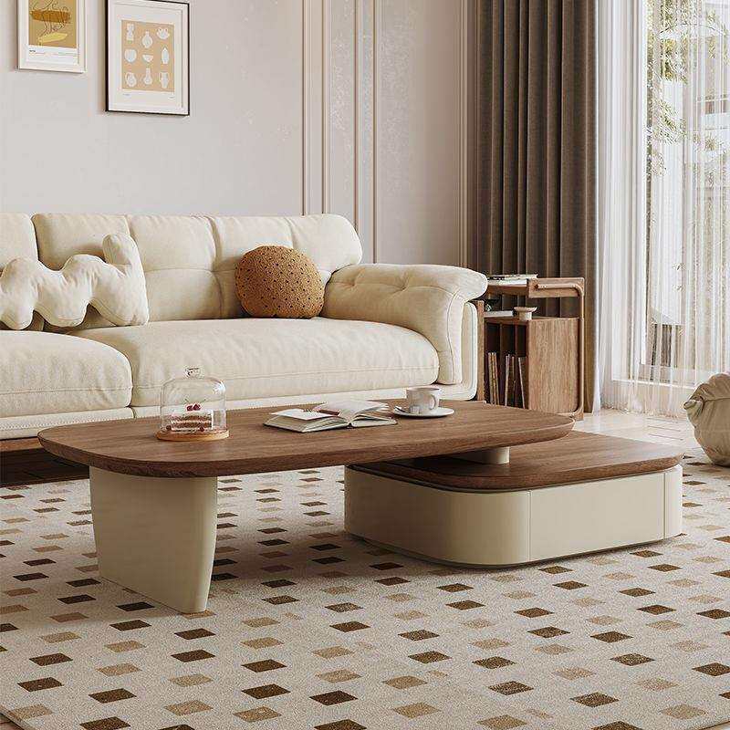 中古风茶几落地电视柜组合套装轻奢感现代简约小户型伸缩茶几