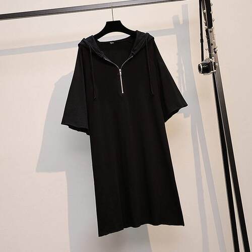 Fat pound dress for women to look slim, hooded mid length