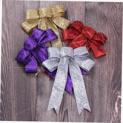 Gold scallion powder locked bow Christmas tree pendant圣诞