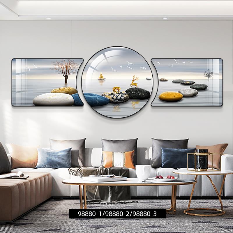 沙发背墙装饰画现代简画约大气厅挂画创意景时尚高档晶瓷轻01059图片