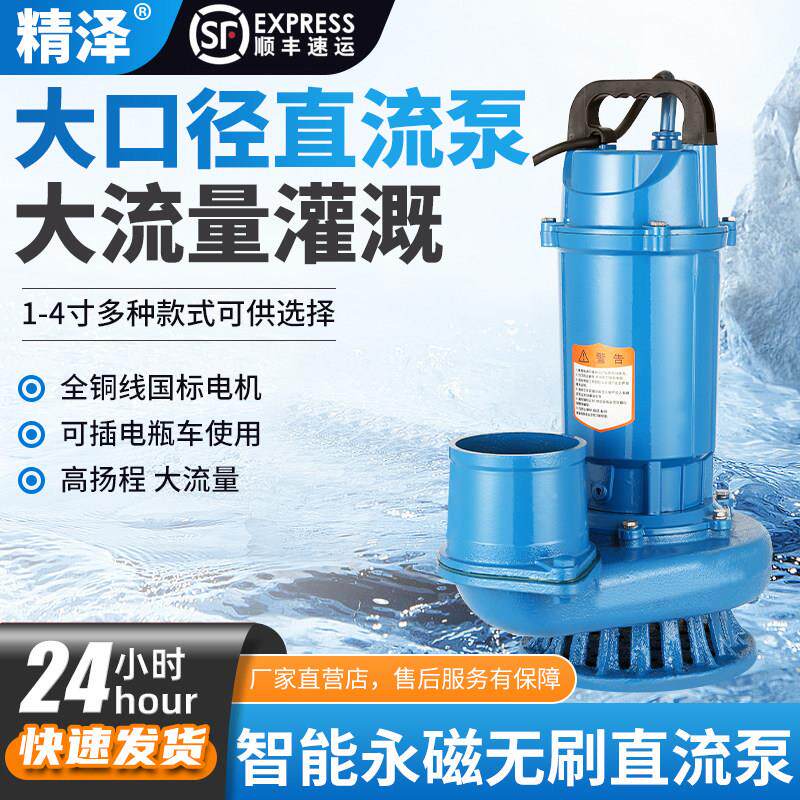 直流潜水泵大流量3寸四寸48V便携式电泵农用灌溉抽水机电瓶车水泵