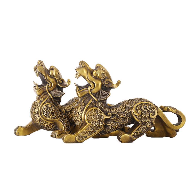 纯铜金钱貔貅摆件大小号一对铜皮丘家居办公室金属工艺礼品
