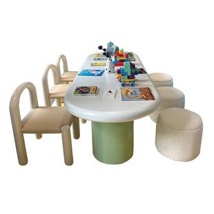 需定制早教中心儿童手工桌售楼处架空层幼儿活动区玩乐桌椅图书馆