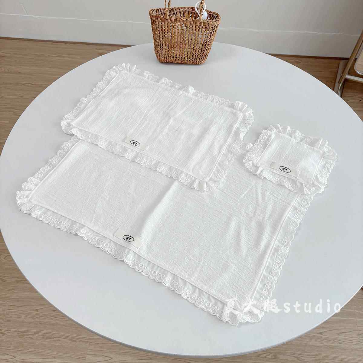 纯棉白色蝴蝶结花边ins杯垫餐垫桌面装饰垫子小众手作布艺餐垫棉,居家布艺,餐垫,淘宝优惠券,粉丝福利购,淘宝优惠卷