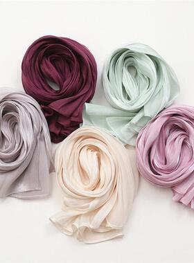 Thin scarf solid color headscarf sun protection纯色头巾防晒