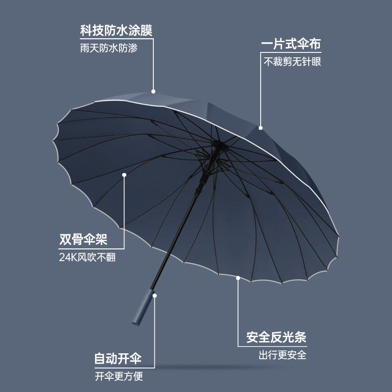 高端雨伞24骨一片伞直柄伞男士雨伞双人伞超大伞抗风暴伞女士雨伞