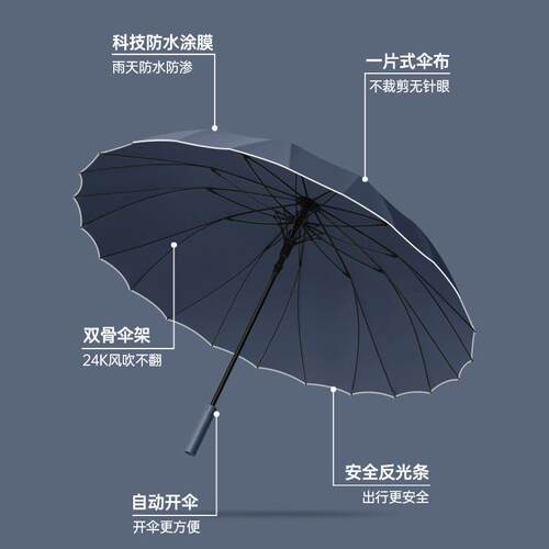 高端雨伞24骨长柄自动雨伞大号男士加大加固防风伞加厚商务伞印lo