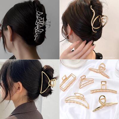 Korean Metal Geometric Hair Claw Barrettes Elegant Hair Clip