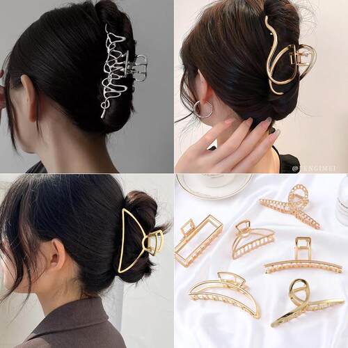 Korean Metal Geometric Hair Claw Barrettes Elegant Hair Clip