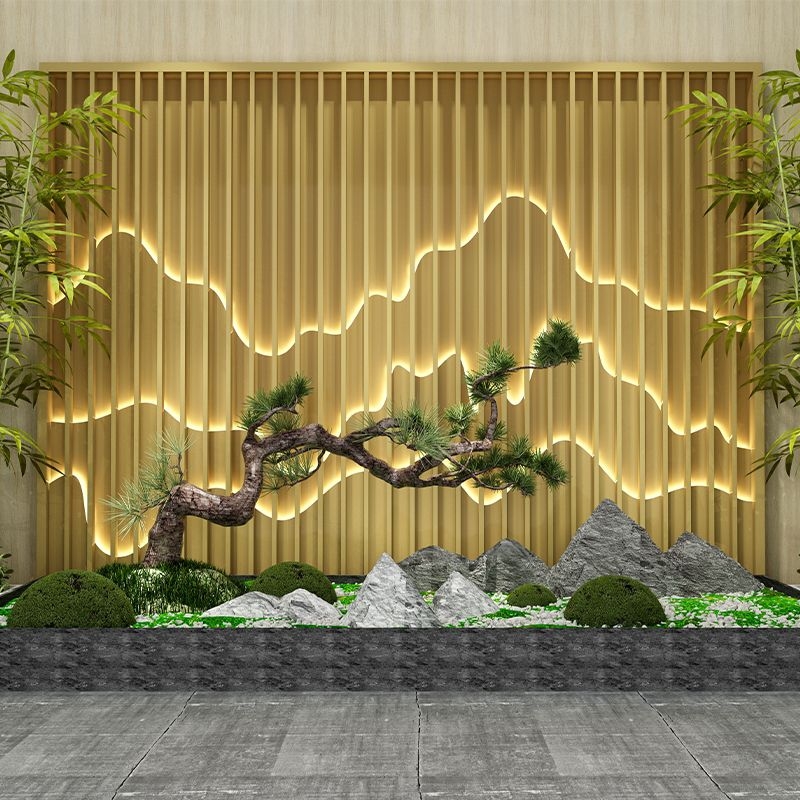 不锈钢山水画屏风隔断 别墅庭院山型背景墙 售楼部大厅装饰隔断