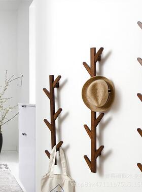 木质树造型墙架壁多墙上挂叉卧室创意KTE收纳排挂衣钩壁挂衣帽架