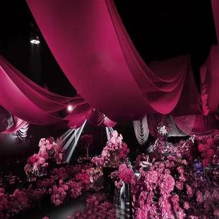 婚庆吊顶布幔多层纱幔弹力布牛奶丝婚礼波浪布水波帘行云流水布幔