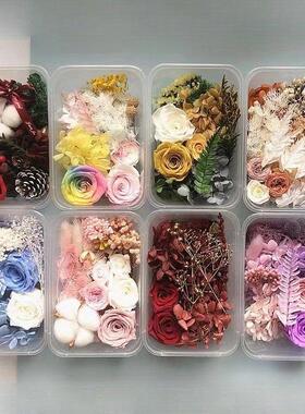 永生花DIY材料包玻璃罩干 干燥花礼品相框贴画 画手工团扇花艺课