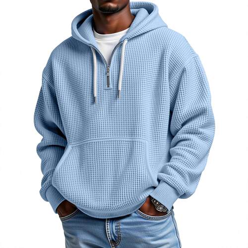 Male lead hooded sweatshirt with zipper
