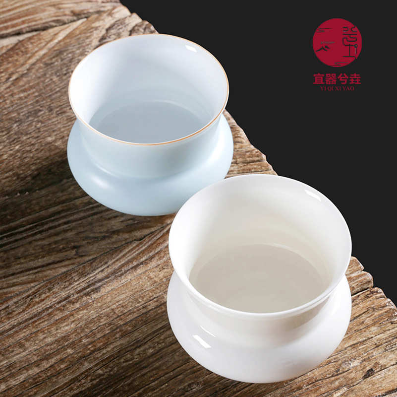 兮垚白瓷茶洗 陶瓷薄胎纯手工建水水盂水洗杯洗简约功夫茶具配件