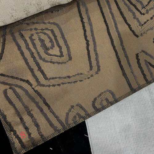 门幅290cm定宽现代简约几何剪花工艺毛须黑白仿真窗帘布抱枕布