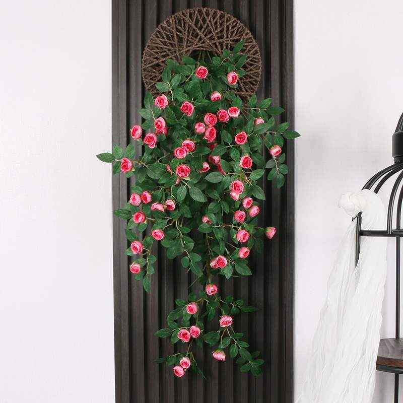 迎赏仿真玫瑰花藤仿生墙面遮挡壁挂墙上装饰绿植假花藤条墙壁挂花