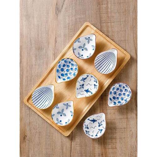 4pcs Ceramic Plate Japanese Style Household Seasoning Potter