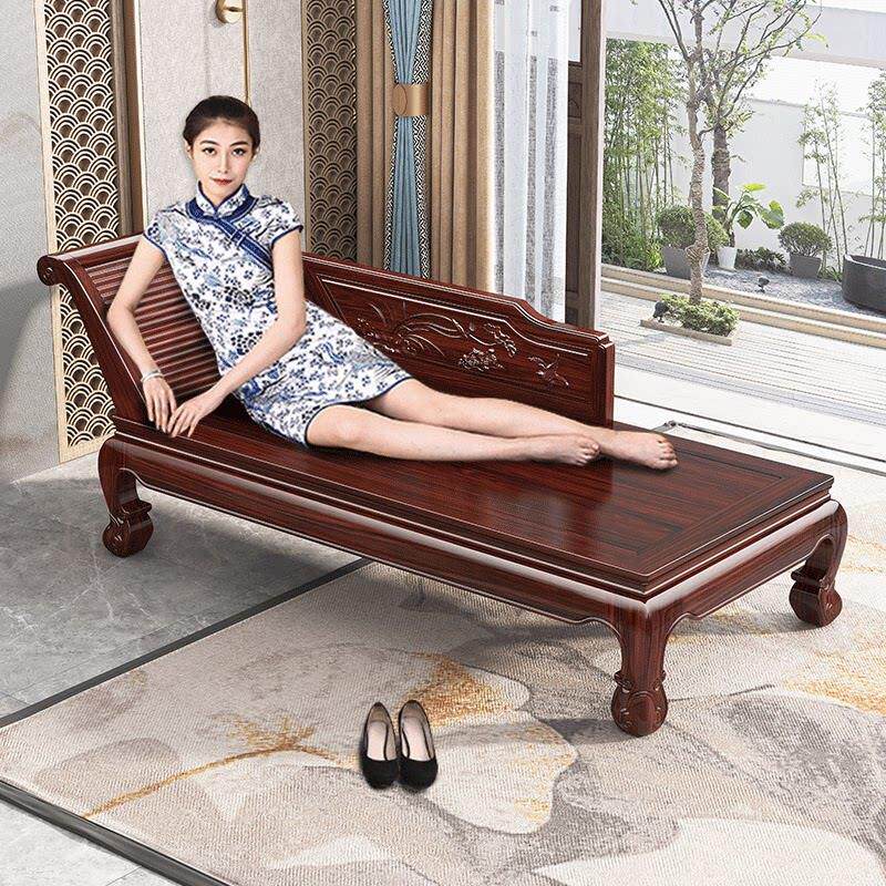 新中式实木摇摇椅酸枝木贵妃躺椅卧室沙发贵妃美人单榻红木沙发床