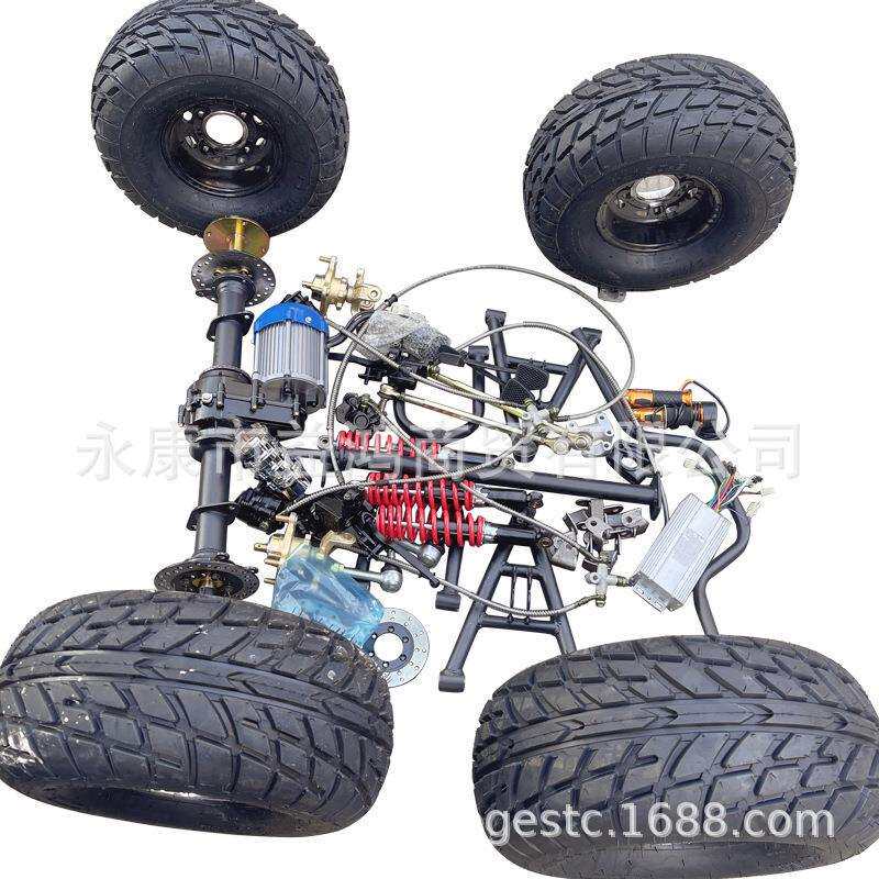改装四轮电动卡丁车配件 龙头把悬挂摇臂电机差速后桥8寸公路铝轮