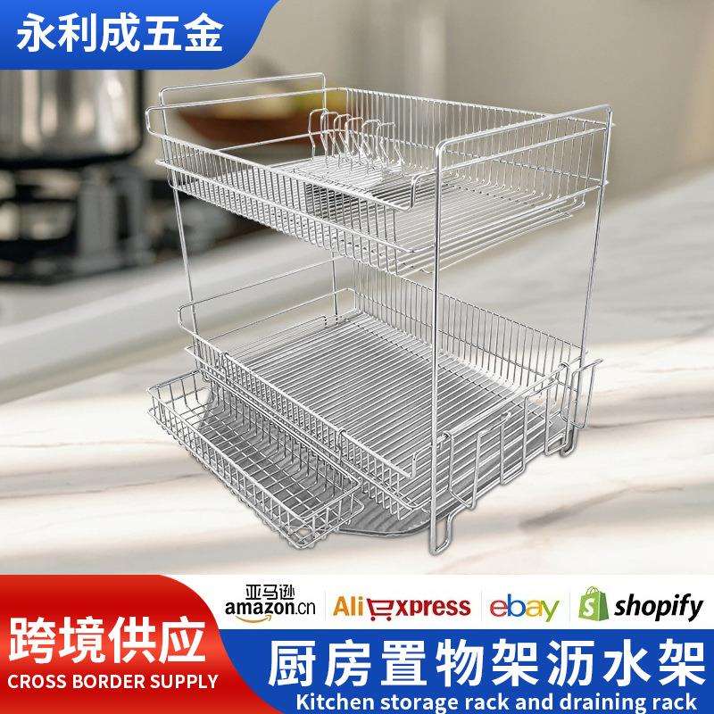 韩式双层碗筷餐具收纳架家用不锈钢沥水碗架多功能厨房置物架砧板