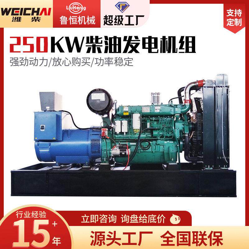 250KW动力柴油发电机组工地备用发电机250千瓦发电机原厂