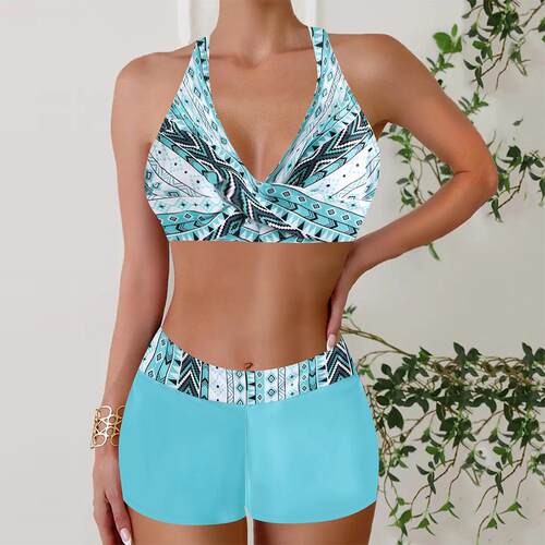 Swimsuit Triangle Rainbow Strip Bikini Split Large Size