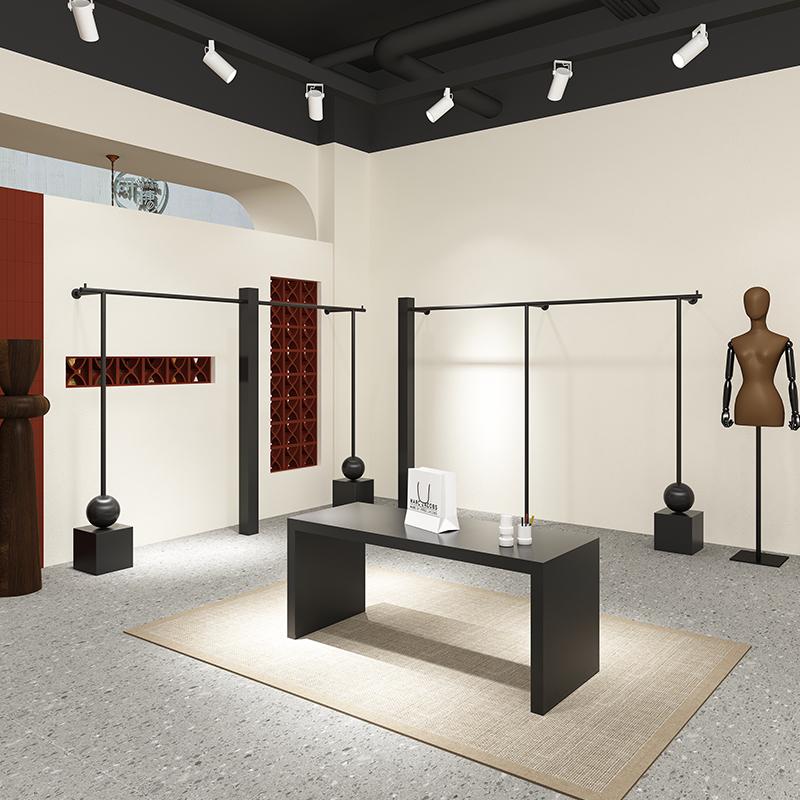 尚昌林服裝店展示架女裝店專用壁掛式貨架鐵藝啞光黑上墻陳列架