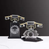 简约现代创意水晶金属电话机摆件展厅样板间客厅桌面家居软装 饰品