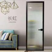 北京极简平开门铝镁合金卫生间厕所厨房防水黑色窄边玻璃门