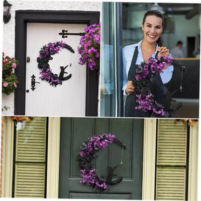 Halloween wreath door hanging imitation rattan circle万圣节