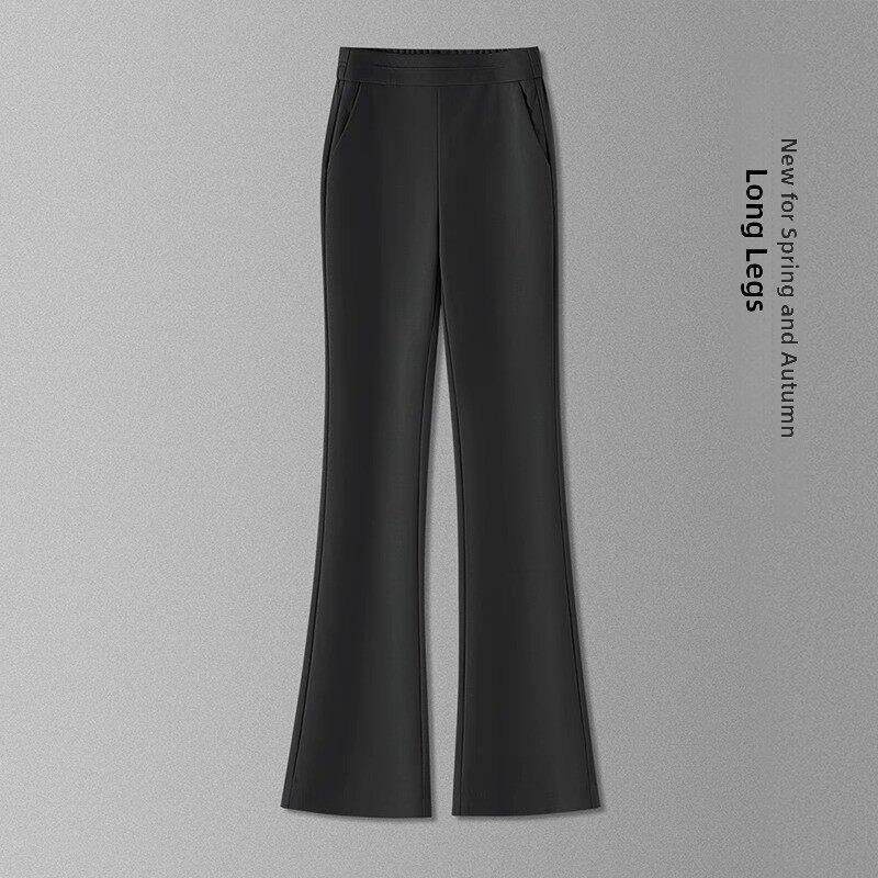 韩版高腰显瘦修身西装微喇裤女2025年春秋新款垂感松紧腰喇叭裤