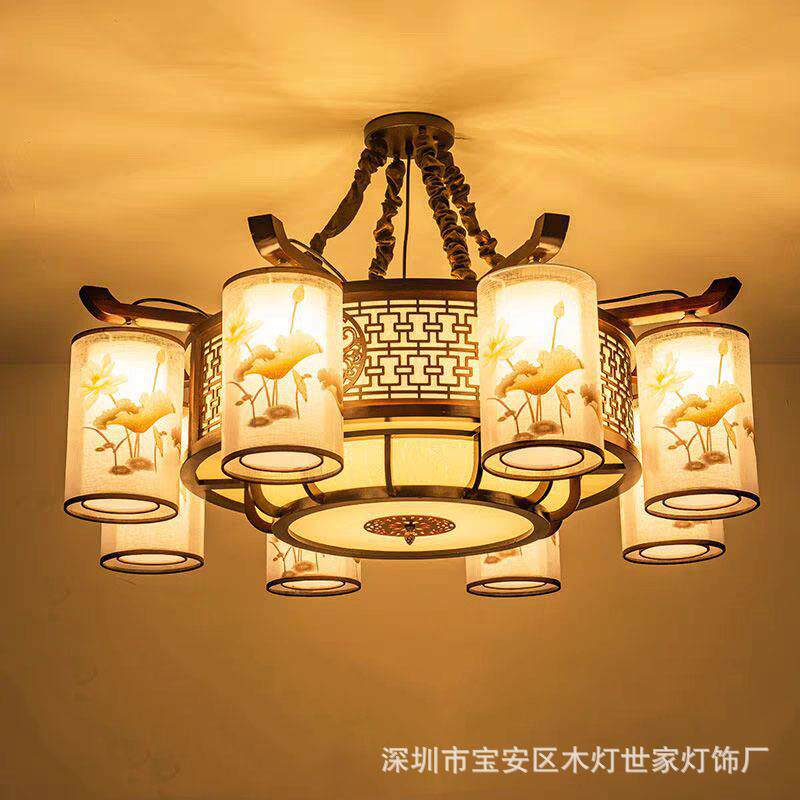 中式仿古实木吊灯客厅卧室中国风餐厅酒店饭店包厢古典装饰木艺灯