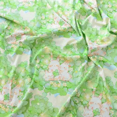 60支50厘米宽缎纯贡棉布料床单被套2套830床枕笠幼儿园宝宝四叶草