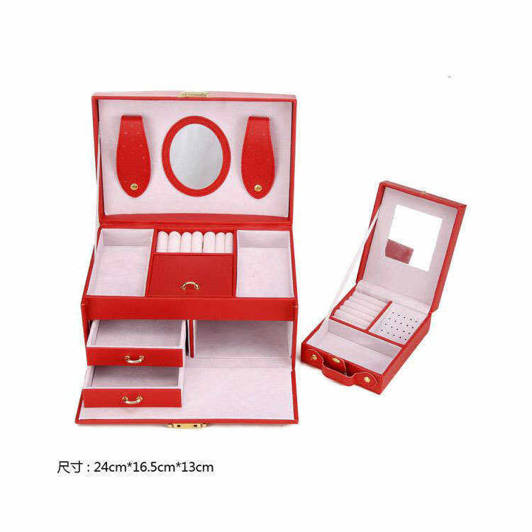 鹊桥之恋欧式可爱家用带锁饰品盒收纳整理盒多色可选 珠宝首饰盒