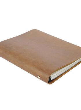 B5活页本牛皮笔记本复古手工头层牛皮9孔加厚素描本日记事本现货