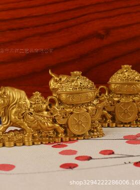 2026十二生肖牛摆件福牛元宝牛工艺品摆摊桌面创意摆饰金属 牛拉