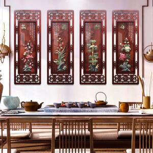 梅兰竹菊客厅装饰画中式沙发背景墙玉雕画中国风挂件茶台饭厅挂画