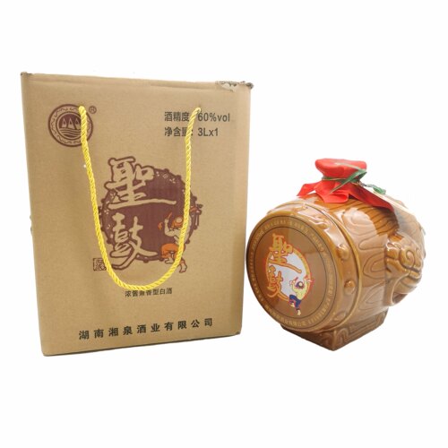 2013年60度湘泉酒业圣鼓酒3L*1坛酱香型白酒 纯粮优级酒送礼摆柜