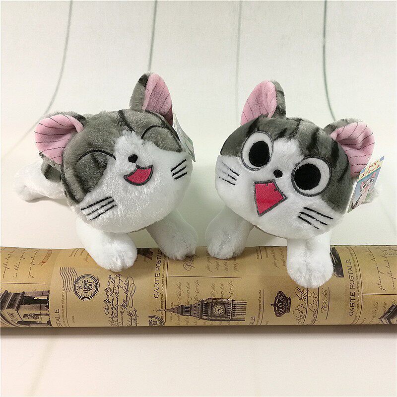可爱起司猫毛绒玩具小猫公仔现货抓机娃娃趴姿抱枕 儿童女孩